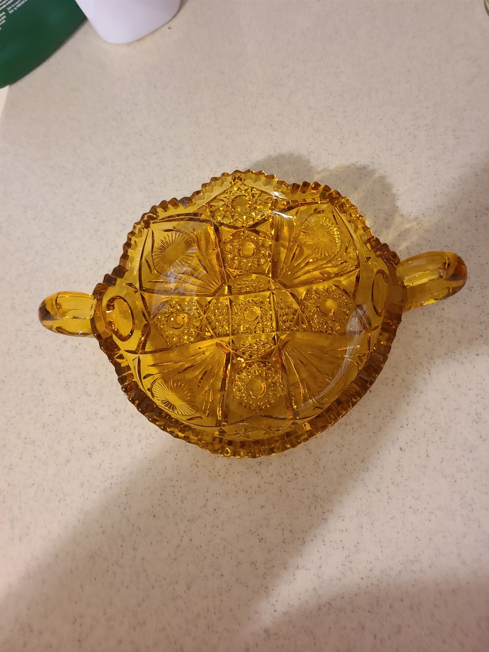 Amber Pressed Glass Serving Dish - Picture 6 of 12